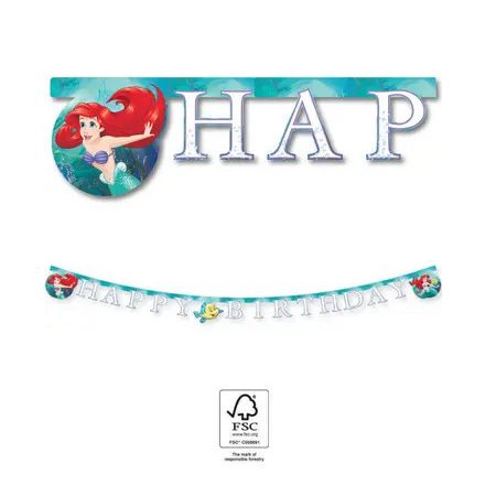 Disney Hercegnők, Ariel Curious Happy Birthday felirat FSC 2 m