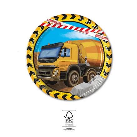 Építkezés Grabber papírtányér 8 db-os 20 cm FSC
