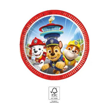 Mancs Őrjárat Rescue Heroes papírtányér 8 db-os 20 cm FSC