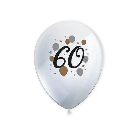 Happy Birthday 60 Milestone léggömb, lufi 6 db-os 11 inch (27,5 cm)
