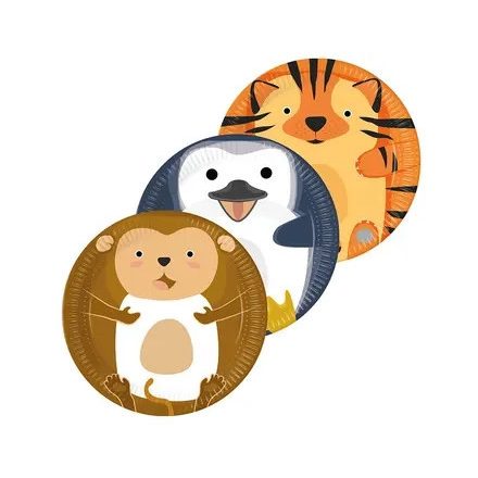 Állatos Zoo papírtányér 8 db-os 23 cm FSC