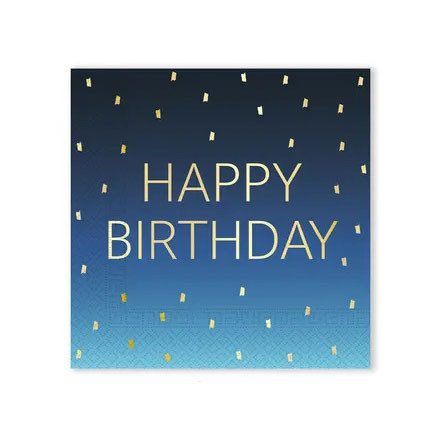 Happy Birthday Golden Blue szalvéta 20 db-os 33x33 cm FSC